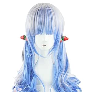 E Support Anime Highlight Mixed Color Wavy Hair Girl Lolita Cosplay Party Wigs Silver Blue Amazon In Beauty