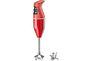 bamix Mixeur plongeant EO140 Classic avec couteau multifonction en acier inoxydable, 140 W, 2 niveaux, fabriqué en Suisse, rouge/blanc