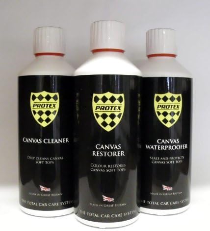 Protex World Convertible Soft Top Care Kit with Canvas Cleaner/Restorer (Black)/Waterproofer - 500ml