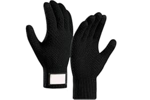 LERKELY Gants Hiver Chauds Pour Hommes,Gants ࠅcran Tactile pour Smartphones,鰡issis Sport Chaud Randonn饠Doux Laine Textile Tricot Gants Antid鲡pant Conduite Run Camping Cadeau,Noir,L