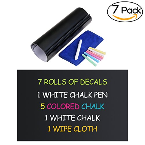 NUOLUX Tafel Aufkleber Wandtattoo 6 farbige Kreide und Radiergummi Tuch enthalten - Tafel Kontakt Papier Vinyl Chalk Board Paint Alternative (12' x 17,7") Innenministerium Dekor