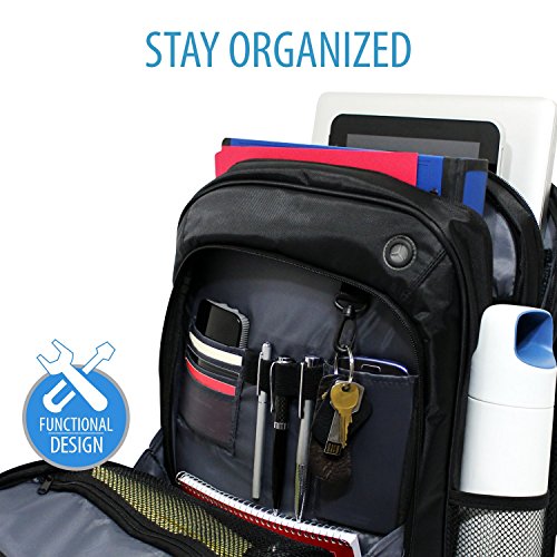 V7 CBP21-9E Professional II Business wetterbeständiges 420 Nylon Rucksack mit Kabeldurchführung für Notebook 40,6 cm (16 Zoll)/Tablet 25,7 cm (10,1 Zoll) schwarz - 4