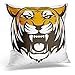 Produktbild Monicago Zierkissenbezüge, Decorative Pillow Cover Mascot Head Ferocious Tiger on White Wildcat Throw Pillow Case Square Home Decor Pillowcase 18x18 Inches