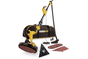 POWER PLUS Powerplus Elektro-Trockenbauschleifer POWX0477-710W Elektrowerkzeug Schlefimaschine für Trockenbau - Wand und Deckenschleifer Schleifpapier Ø225mm - 1500min-1 - Teleskop - mit 12 Acc.