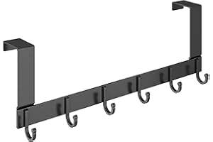 BillyBath Perchero Puerta con 6 Ganchos Aluminio para Puertas de Armario o de Habitación