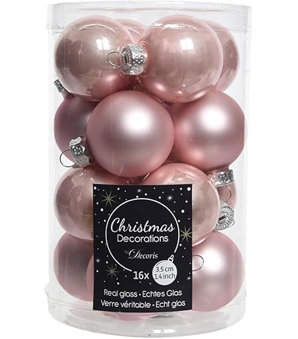 Boule rose incarnadin en verre à accrocher Noël