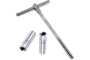 Wilsonzin Clé à bougie d'allumage longue 14 mm/16 mm - Douille de bougie d'allumage de moto - Clé à bougie flexible avec poignée en T coulissante - Pour voiture, moto, tronçonneuse