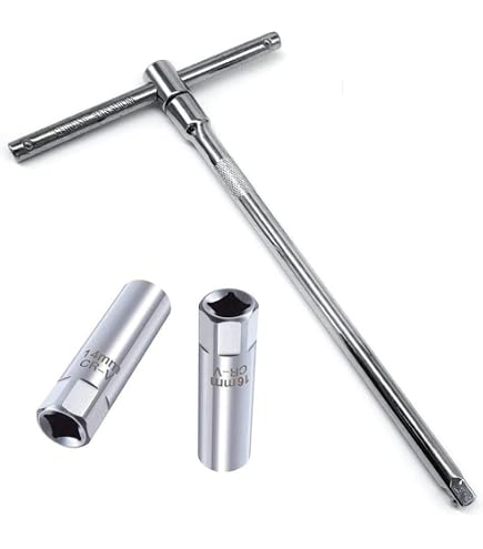 Lot 2 Clés à Bougie Magnétiques 14 Mm + 16 Mm 3/8" Universelles Pivotantes – Outil Dépose Bougie Voiture Moto