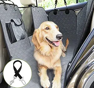 Pecute Dog Seat Cover 100% Waterproof Car Seat Covers for Pets Back Seat Cover with Mesh Window, Scratch Proof Non Slip Dog Car Hammock, Dog Backseat Cover for Cars Trucks SUV