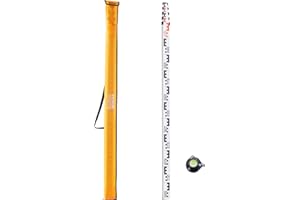 VEVOR Asta di Misurazione 5 m Asta di Misurazione Telescopica Metrica in Alluminio, Scala Bifacciale in CM/MM Asta di Livellamento, Livella a Bolla e Borsa da Trasporto per Misurare Case, Pavimenti