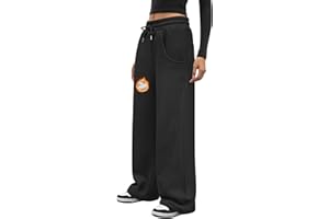 CMTOP Pantalon Jogging Femme Hiver Pantalons de Survêtement Coton Pantalon Polaire Chaud avec 4 Poches Pantalon de Sport Ample à Taille Elastique pour Training Running et Fitness