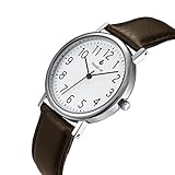 DMwatch Damen Uhren Braun Leder Uhrenarmband Weiß Uhrgehäuse Dial Digital Anzeigen Quarz Wache 3ATM WasserresistenzMode Armbanduhr