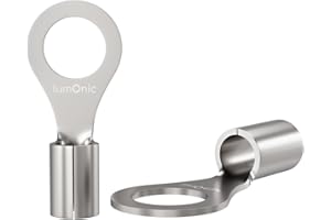 Lumonic 25 x Crimp Terminals Blank 0.5-1.5 mm² I Ring Cable Lugs M4 Uninsulated I Cable Lugs M4, Tube Cable Lug 0.5 mm2 1.5 mm2 Ring Eyelets, Crimp Connector