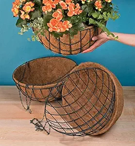 Niyara Metal Hanging Planter Basket, 11 inch, 2 Pieces