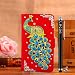Produktbild Locaa(TM) For SONY Xperia Z5 Premium Z5 Plus 5.5 inch 3D Bling Pfau Case + Griffel + Anti Dust plug Deluxe Luxus Perlen Diamant niedlich Schöne Retro Card Holder Wallet Protection Hülle - [Pfau Serie] Rot Holster - Skyblue Pfau