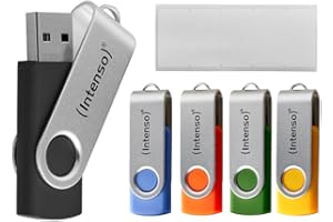 Intenso Office Line Multipack USB Stick 5X 16GB – Super Speed USB 3.2, bis 70MB/s, farbig Sortiert mit Metallbügel und Beschriftungsetiketten