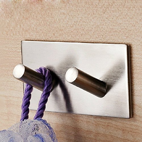 Weare Home Modern Stil Doppel Wandhaken Handtuchhaken Badezimmerhaken Küchehaken aus 304 Edelstahl 3M Klebstoff ohne Bohren Rostfrei Aufhänger Haltbar Badzubehör Badaccessoires Dekor für Küche