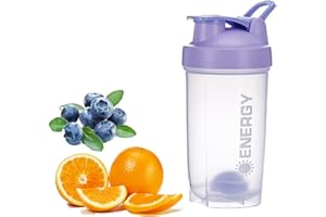 KHAOP Protein Shaker Bottle with Mixball - 500ml Gym Cup BPA and DEHP Free Leakproof for Pre Workout Mixer for Protein Powder Shakes & Supplement Shaker Bottle (Purple)