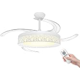 LED ATOMANT LED Fan 4 Retractable Blades &Oslash;109cm 72W CCT Adjustable | 4100 Lumens, Remote Control, Summer/Winter Mode, 6 Speed