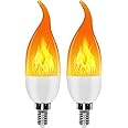 SYOSI Flame Light Bulb, 3 Modes Flickering Flame Tip Candelabra, E12 LED Flame Effect Bulb, 2W 1300K Dummy Candle Holder Bulb for Party Festival Indoor Outdoor Home Decor, Halloween Decoration (2Pcs)
