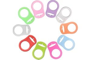 KUOU 10 Pcs Silicone Dummy Clips Adapter, Baby Pacifier Clips Dummy Holder Mam Dummy Clip Adapter Dummy Pacifier for Boys Girls Baby Soother Nipple(Random Colour)