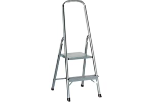 Draak Step Ladder 2 Step With Hook - Non Slip Treads - Ladder Made from Lightweight Aluminium Certified to BS EN 131 Part 1-3