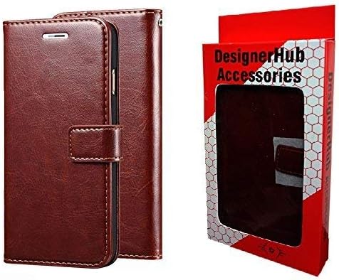 Designer Hub Coolpad Mega 2.5D Flip Flap Cover Case with Stand/Wallet / Card Holder (Brown)