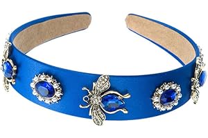 AIZIYIN Vintage Kristall Strass Stirnbänder Glitzern Silber Diamant Stirnband Samt Gepolstert Breite Haarbänder Party Hochzeit Kopfschmuck Haarschmuck für Frauen