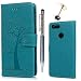Produktbild Huawei P Smart Hülle, Wallet Handyhülle PU Leder mit TPU Inside Brieftasche Cover, Kartenfach Magnetverschluss Standfunktion Schutzhülle, Eule Muster Filp Case für Huawei P Smart in Blau