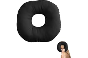 Mineup Ear Piercing Pillow, 11 Inch Piercing Pillow for Side Sleepers, Donut Pillow for Ear, O-Shaped Pillow, Ear Guard Pillow for Piercing Aftercare, Releasing Ear Pain, Sleeping Guard (Black)