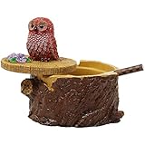 SEA or STAR Outdoor Ashtrays for Cigarettes Cute Resin Owl Ashtray with Lid for Home and Garden
