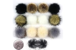 PVEATH Kunstfell-Bommel, 14 Stück Pompons mit elastischem Gummiband, 7,9 cm, DIY-Kunstfuchsfell, flauschige Bommel für Hüte, Schlüsselanhänger, Schals, Handschuhe, Taschen, Zubehör (Dunkelbraun)