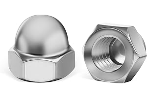 ORTAVA 10 dadi per cappello, M6, in acciaio inox, DIN1587, ad alta forma, in acciaio inox A2 V2A, esagonali per viti, barre filettate e bulloni filettati