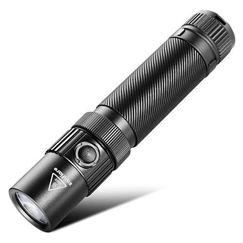 Zanflare F1 LED-Taschenlampe, Cree XP-L V6 1240 Lumen super helle taktische Lampe mit Sicherheits-Hammer, IP68 Wasserdicht, USB wiederaufladbar, 7 Licht-Modi zum Wandern, Camping, Notfal