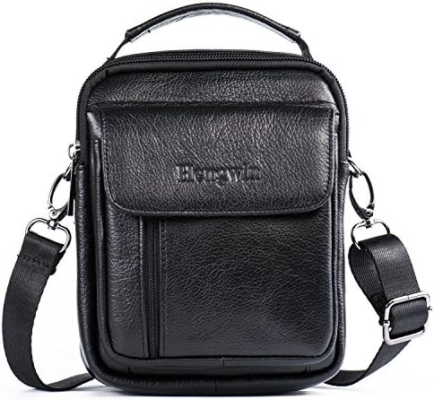 Leather Man Bag, Leather Man Bags Top-Handle Bag Holster Bag Waist Bag Small Messenger Bag Mobile Phone Holster with Handle/Shoulder Strap for Galaxy Note Series iPhone 7 Plus 6 Plus + Keyring (Black)
