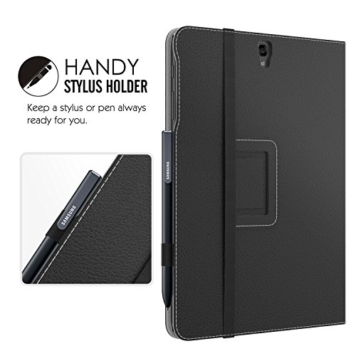 MoKo Samsung Galaxy Tab S3 9.7 Hülle – PU Leder Ständer Schutzhülle Smart Case Cover mit Stift-Schleife / Standfunktion und Auto Sleep / Wake Up Funktion für Samsung Galaxy Tab S3 9.7 Zoll (2017) SM-T820 / T825 Tablet, Schwarz - 8