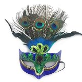 Decorado con auténticas plumas de pavo real.