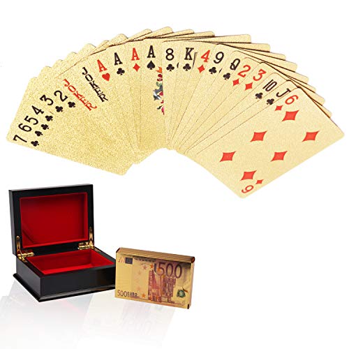 Kurtzy Cartes à Jouer Poker Jeu de 54 Cartes Motif Euro Cartes Inclus dans la Boîte de Présentation Offerte