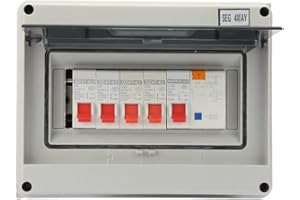 MENES Consumer Unit, 4 Way Garage Caravan Consumer Unit 63A 30mA RCD and 4MCB(2 * 6A+20A+32A) IP65 Water Proof Shield for Workshops