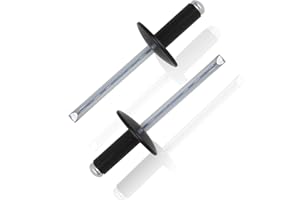 Pop Rivets 55 Pcs Rivets for Metal Aluminium Rivet 4.8x16mm Large Head Open End Black Rivets msymsyu for Joining Sheet Metal Wood Furniture Window Frames with Plastic Frames Easy Installation