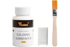 VGSEBA Gilding Adhesive, 100ml Epoxy Resin Water Based Gold Leaf Glue for Craft, Arts, Wood Use (Brush + Gloves)