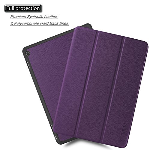 Huawei MediaPad M3 10 Lite 10 Hülle Case, Infiland Ultra Dünn Tri-Fold Muschel PU Leder Ultra Schlank Superleicht Ständer Shell Cover Schutzhülle Etui Tasche für Huawei MediaPad M3 10 Lite 10(Lila) - 2