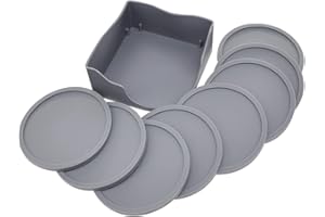 EMOVERY 10cm/3.94inch Silicone Rubber Coaster; Anti-scald Non-Slip Coasters Pad; For Daily Kitchen Home/Bar Coffee Tea Cup; Insulate/Protect Furniture Table Coffee Beer Mug WineGlass Bottle(Grey)
