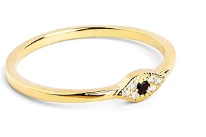 SINGULARU - Anillo Ojo de Horus - Anillo de Plata de Ley 925 con Acabado Baño de Oro de 18 Kt. - Joyas para Mujer - Hecho en España - Varios Acabados y Tallas