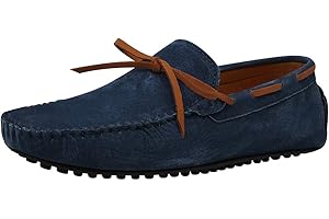 Jamron Uomo Pelle Scamosciata Fatto a Mano Confortevole Tappeto Pantofole Antiscivolo Scarpe da Barca Casuale Mocassini Piatti