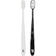 Vi Brush - Toothbrush Extra Soft | Nano Bristles With Tongue Cleaner | Slim Soft | Cavity Defense | Zig-Zag Sensitive Soft | Anti-Bacterial (2 Pcs Black & White)