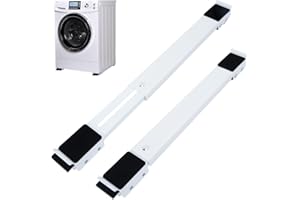 HULAGU 2 Stück Waschmaschine Rollen Untergestell, 300 Kg Tragkraft, Waschmaschinen Untergestell mit Rollen, mit 24 Räder, Bremse, 45,3-71,4cm erweiterbar