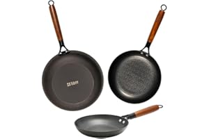 lätt Home Set 3 Padelle in Ghisa Antiaderente 20-24-28 cm Senza PFOA. Idonee per Piano Induzione, Elettrico, Gas e Forno. Padella Manico Removibile in Legno di Acacia.