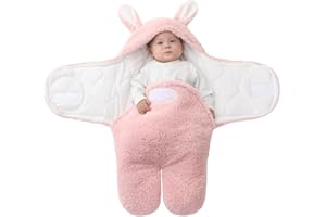 TURMIN Couverture D'Emmaillotage pour Bébé Unisexe, 2.0 Tog Sac de Couchage Hiver Naissance Gigoteuse en Epais e à Jambes Séparés Nouveau Né Nid d'ange-Rose-9M(3-6 Mois)