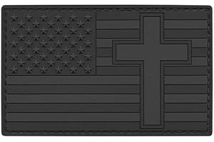 LEGEEON Blackout USA America Flag Crucifix Jesus Christ Subdued Christian Crusader Tactical Morale PVC Rubber Touch Fastener